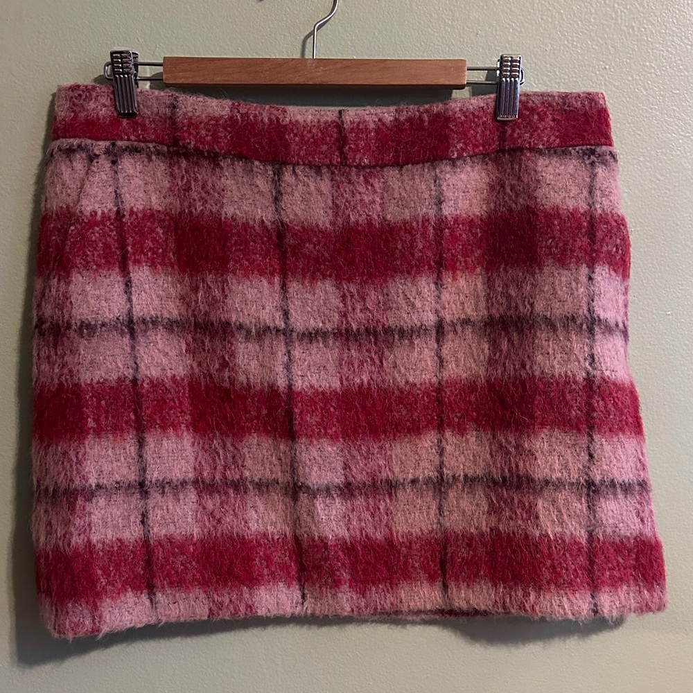 Boden Red and Pink Plaid Mini Skirt
